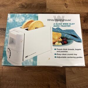 2-Slice Toaster - Wide Slot Euro Toaster - White Westinghouse Model WPT9560